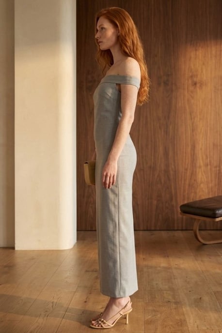 Off-Shoulder Bodycon Maxi Jurk met Sleuf - Image 2