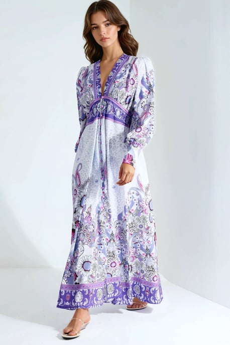 Bloemen Maxi-jurk met Paneelontwerp - Image 2