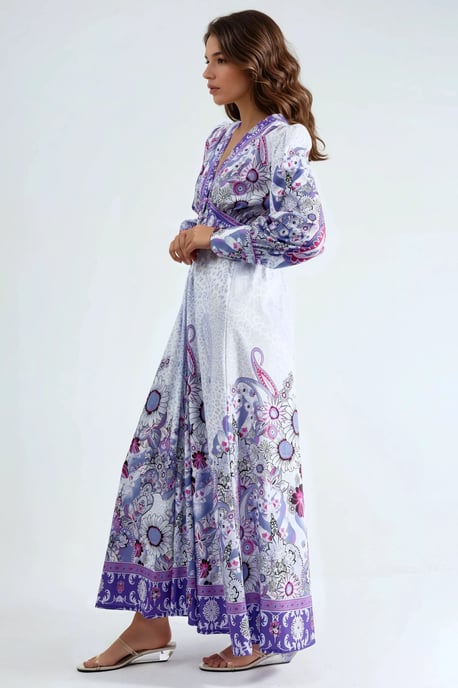 Bloemen Maxi-jurk met Paneelontwerp - Image 3
