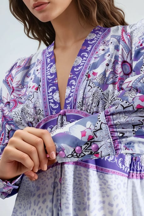Bloemen Maxi-jurk met Paneelontwerp - Image 5