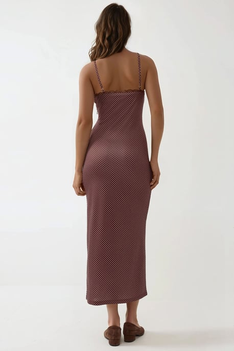 Vierkante Kraag Geprinte Maxi-jurk met Kantdetails - Image 4