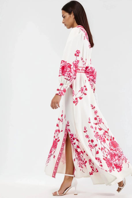 Floral Lange Mouw Giethoorns Maxi Jurk met Mandarin Kraag - Image 2