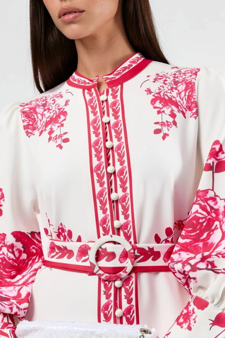 Floral Lange Mouw Giethoorns Maxi Jurk met Mandarin Kraag - Image 6