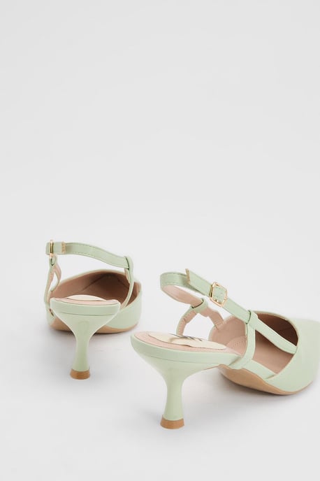 Luneth Faux Leather Kitten Heel Slingback Court Shoes - Image 2