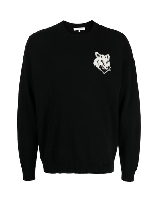 Trui met intarsia logo en vossenkop - Image 1