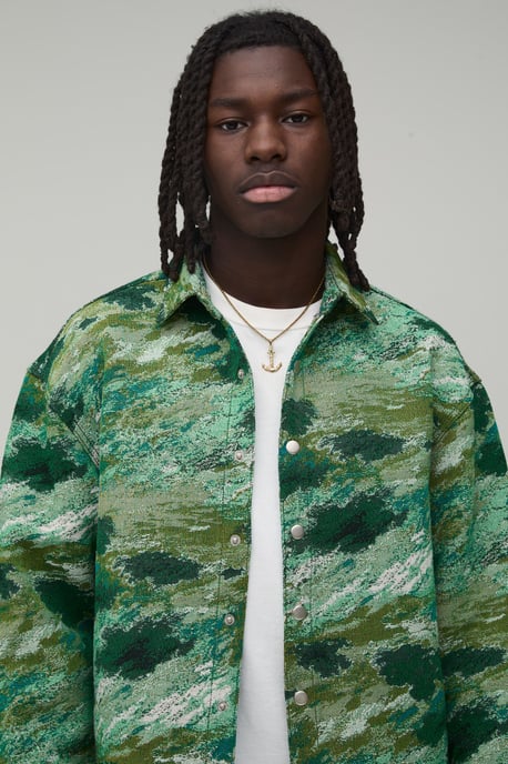 Oversized Boxy Abstract Camo Tapestry Overshirt - Image 3