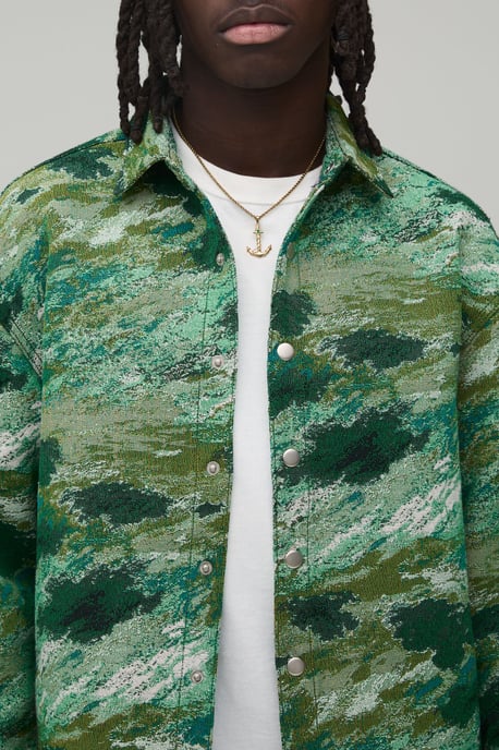 Oversized Boxy Abstract Camo Tapestry Overshirt - Image 4