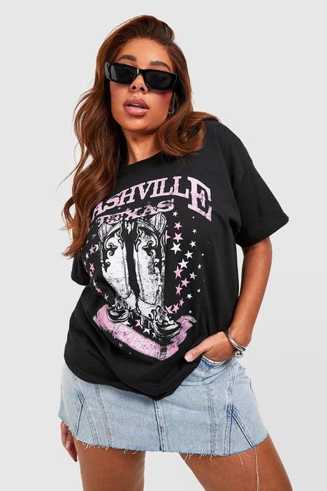 Plus Cowboy Stars Oversized T-shirt - Image 1