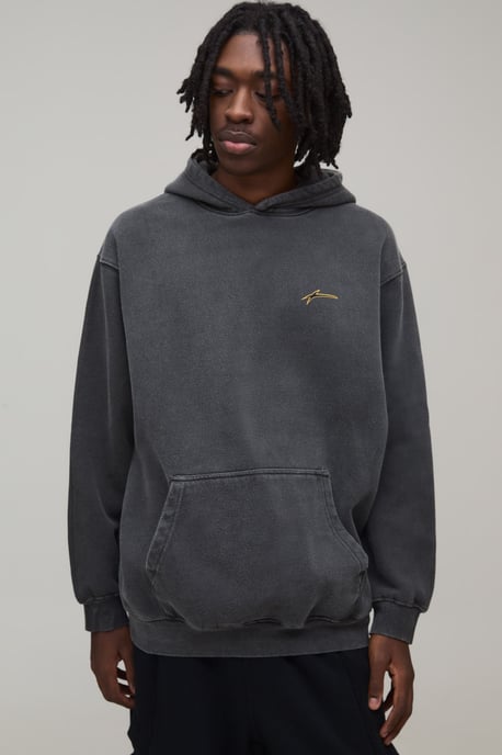 Oversized BHM Graffiti Washed Printed Hoodie - Image 3