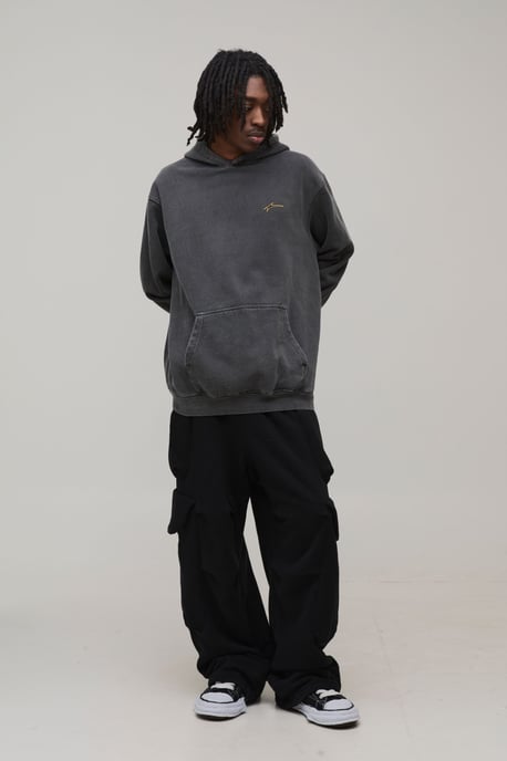 Oversized BHM Graffiti Washed Printed Hoodie - Image 4