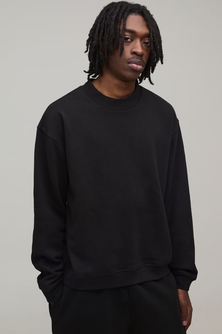 Black Oversized Boxy Brooklyn Floral Print Extended Neck Sweatshirt - Image 3