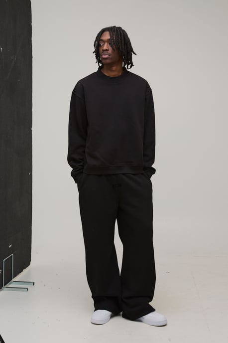 Black Oversized Boxy Brooklyn Floral Print Extended Neck Sweatshirt - Image 4