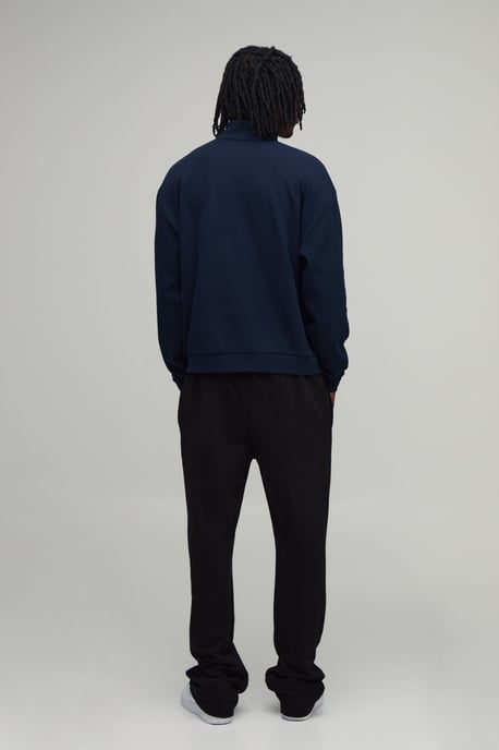 Tall Oversized Boxy Waffle Quarter Zip Sweatshirt - Image 2