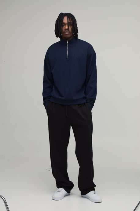 Tall Oversized Boxy Waffle Quarter Zip Sweatshirt - Image 4