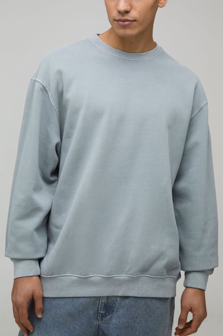 Washed Grey Oversized New York Print Sweatshirt - Image 3