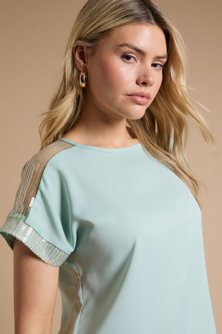 Short Sleeve T-Shirt Sequin Blouse - Image 4