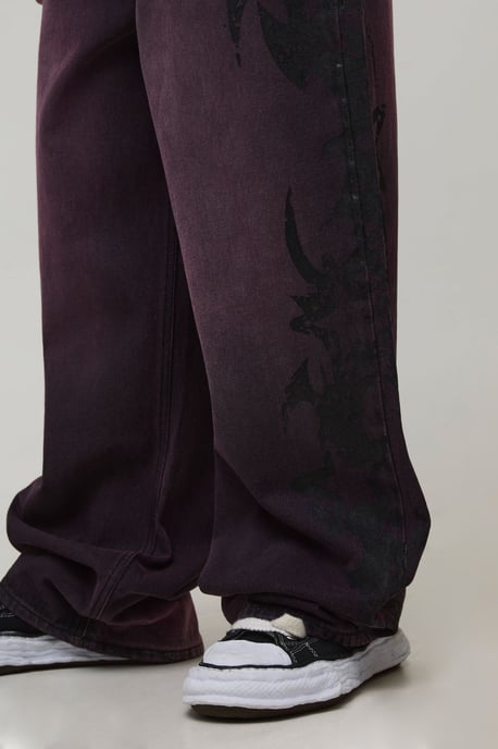 Gothic Printed Overdue Wide Leg Jeans - Image 3