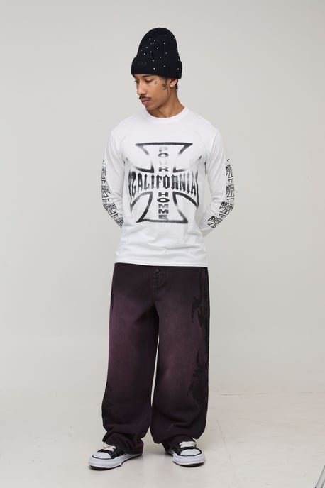 Gothic Printed Overdue Wide Leg Jeans - Image 4