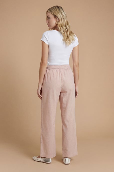 Pinstripe Tie Waist Wide Leg Relaxed Trouser - Image 3