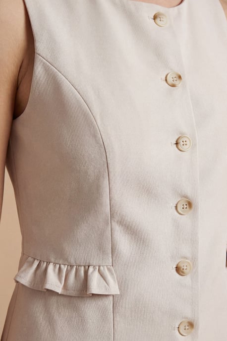 Frill Pocket Detail Button Up Waistcoat - Image 2