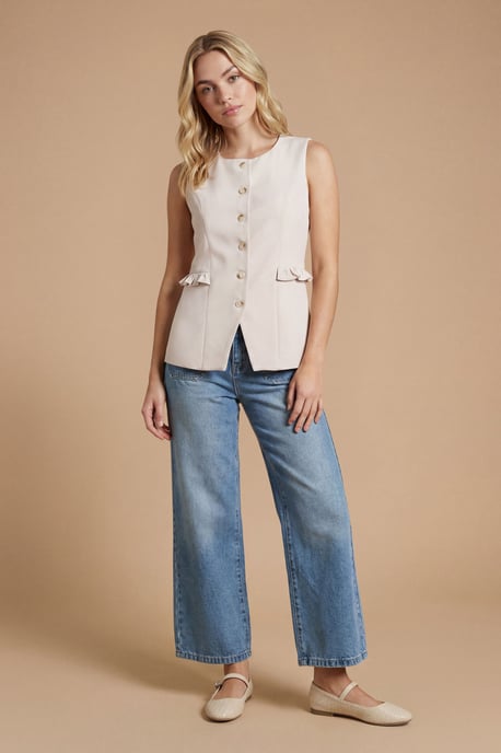 Frill Pocket Detail Button Up Waistcoat - Image 4