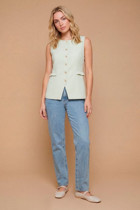 Frill Pocket Detail Button Up Waistcoat - Image 4