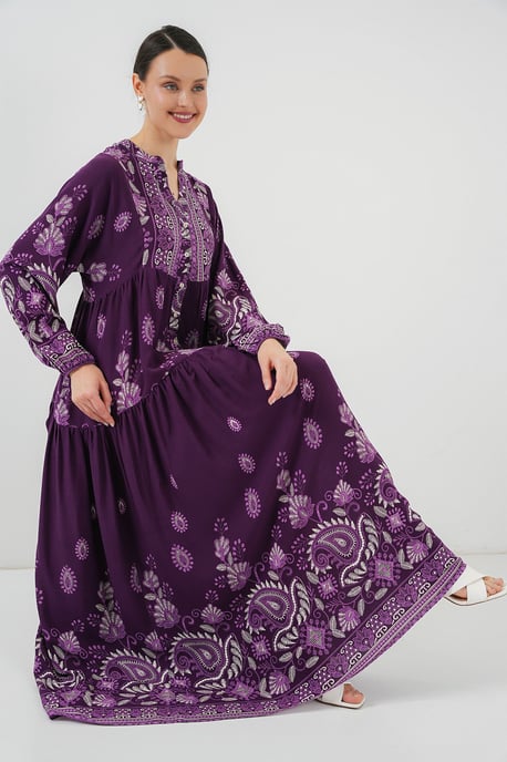 Geprinte V-hals Maxi-jurk - Image 2