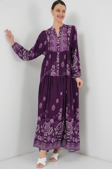 Geprinte V-hals Maxi-jurk - Image 3