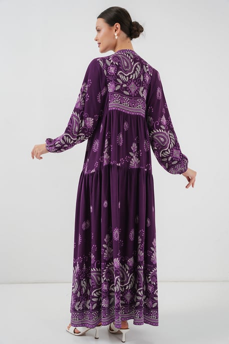 Geprinte V-hals Maxi-jurk - Image 5