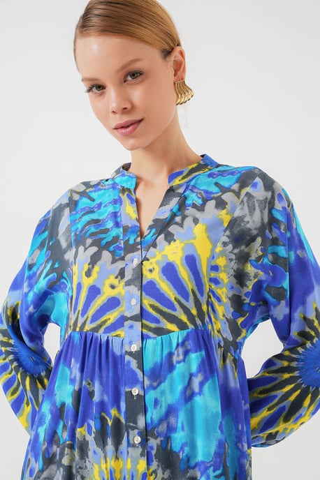 Geprinte V-hals Maxi-jurk met knoopsluiting - Image 3