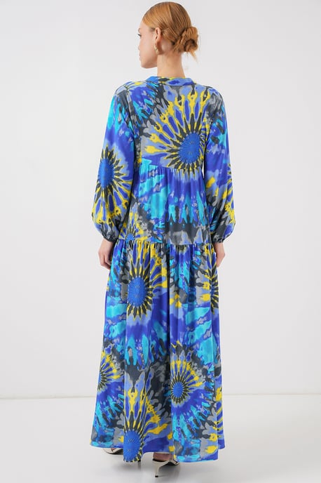 Geprinte V-hals Maxi-jurk met knoopsluiting - Image 6
