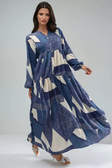 Printed Long Sleeve Viscose Maxi Dress - Image 2