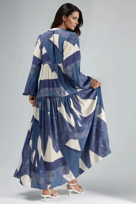 Printed Long Sleeve Viscose Maxi Dress - Image 3