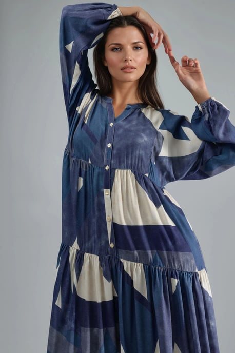 Printed Long Sleeve Viscose Maxi Dress - Image 5