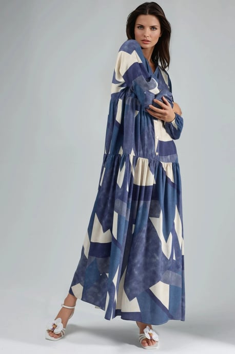 Printed Long Sleeve Viscose Maxi Dress - Image 6