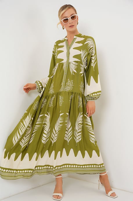 Geprinte V-hals Maxi-jurk - Image 3