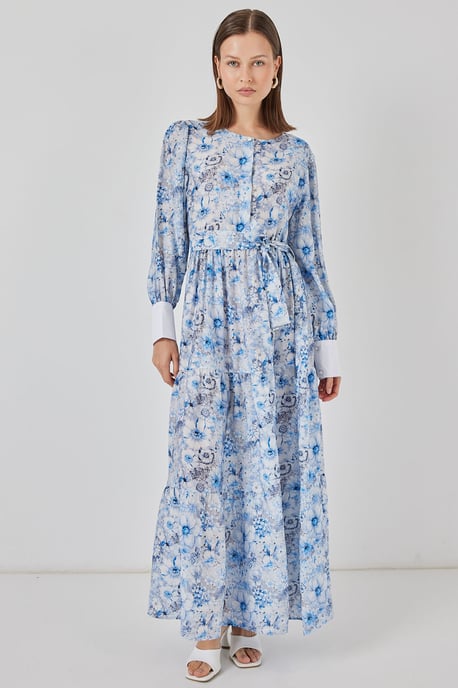 Viskosemix Patroon Maxi-jurk met Knopsluiting - Image 2
