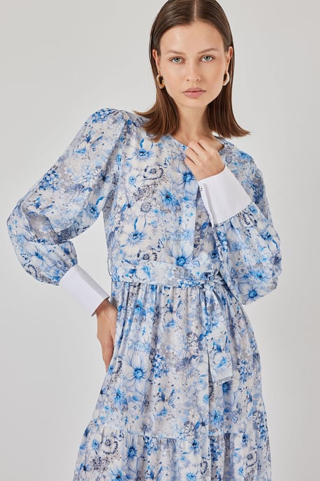 Viskosemix Patroon Maxi-jurk met Knopsluiting - Image 3