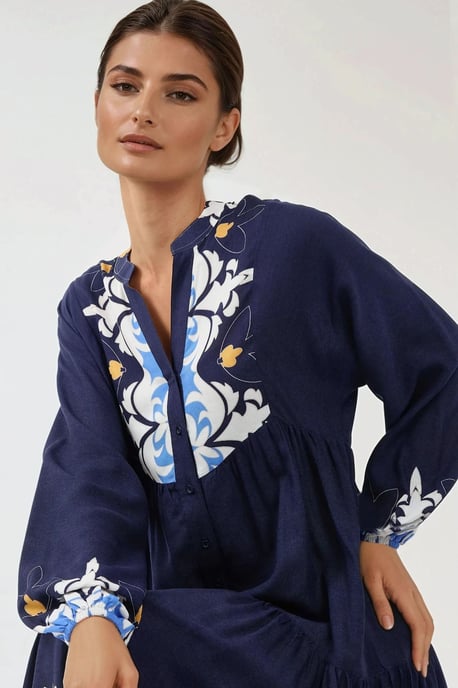 Printed Long Sleeve Viscose Maxi Dress - Image 2