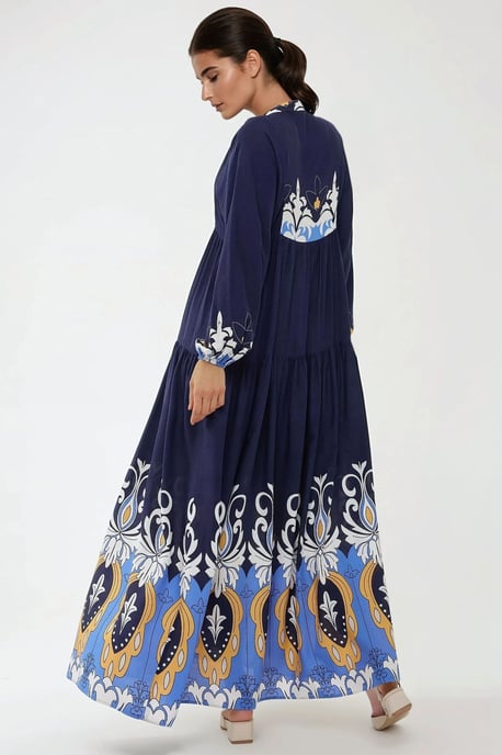 Printed Long Sleeve Viscose Maxi Dress - Image 3