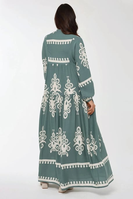 Printed Long Sleeve Viscose Maxi Dress - Image 2