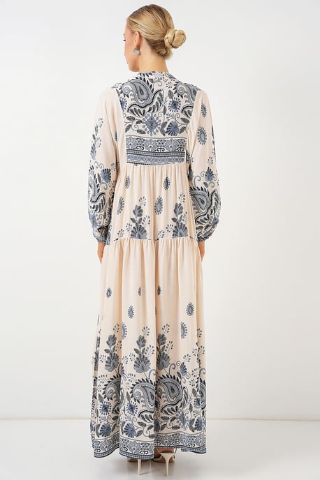 Gestreepte V-hals Maxi-jurk met Knopsluiting - Image 6