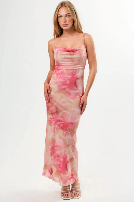Geprinte Bodycon Maxi Tulle Jurk - Image 2