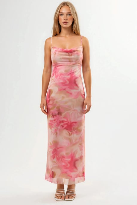 Geprinte Bodycon Maxi Tulle Jurk - Image 4