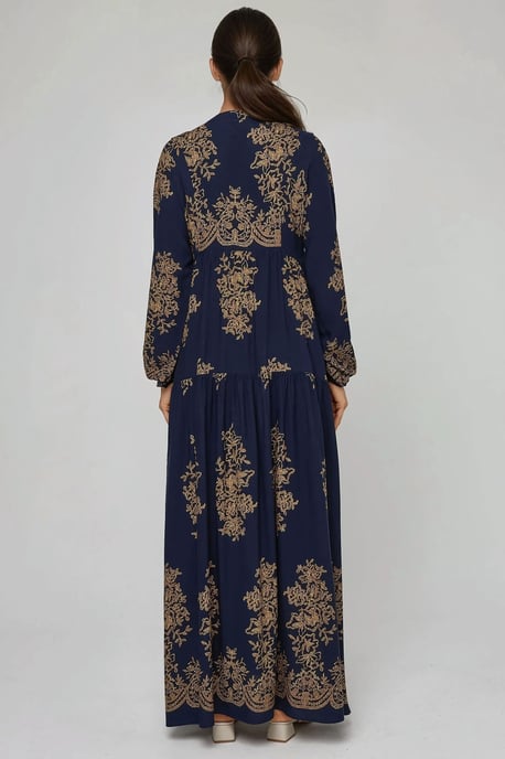 Geprinte Lange Mouwen Viscose Maxi Jurk - Image 2