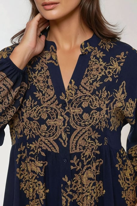 Geprinte Lange Mouwen Viscose Maxi Jurk - Image 5