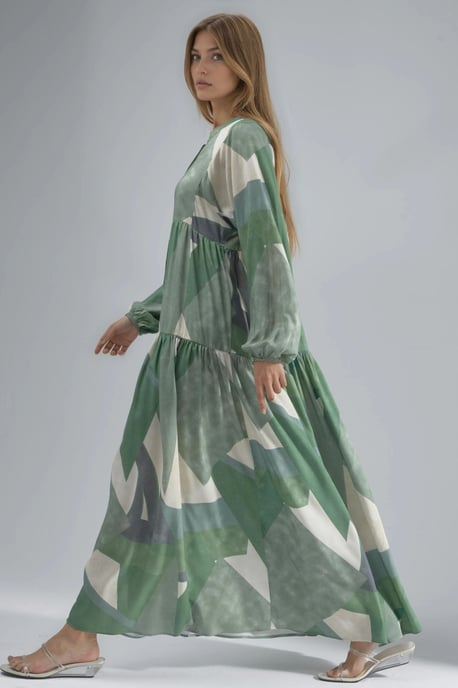 Printed Long Sleeve Viscose Maxi Dress - Image 2