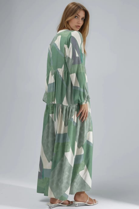 Printed Long Sleeve Viscose Maxi Dress - Image 3