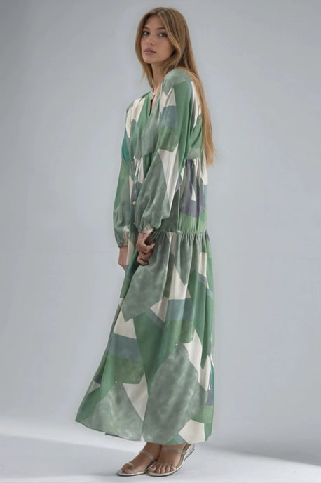 Printed Long Sleeve Viscose Maxi Dress - Image 4