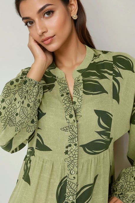 Geprinte Lange Mouwen Viscose Maxi Jurk - Image 2
